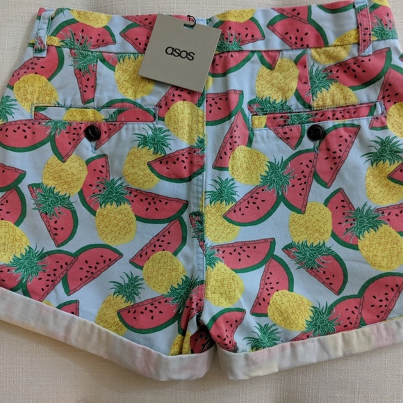 ASOS Watermelon and Pineapple Jean Shorts Size 4 - Picture 3 of 7
